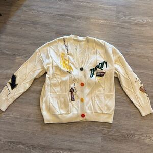 Ebossy Patchwork Cream Knit Cardigan